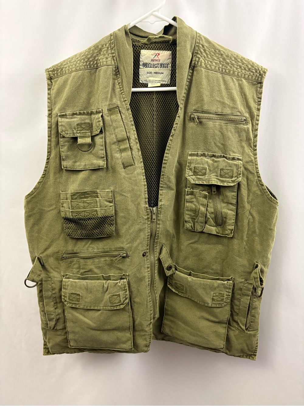 Rothco Outback Vest Mens Medium Green Utility Full Zip Fishing Hunting Vest